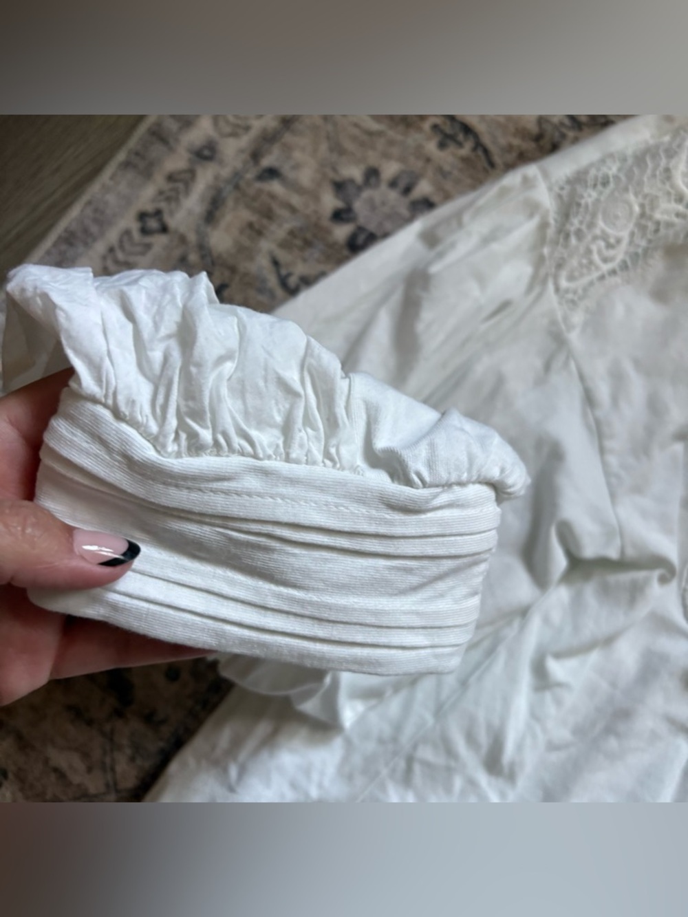 Maeve Anthropologie Balloon-Sleeve Collared Yoke Top white size L - Picture 9 of 12